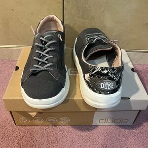 Hey Dude Charcoal and White Casual Shoes